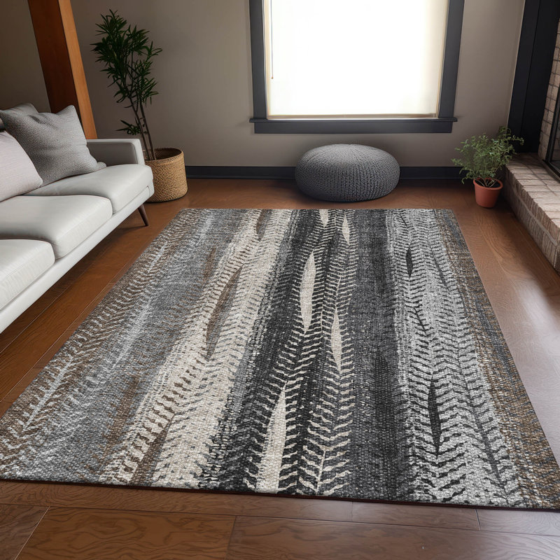 Premium Machine Washable Prisco Brown Rug, Rectangle 3' x 5'