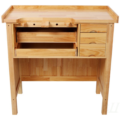 Établi à bijoux en bois massif - Poste de travail en bois avec tiroirs de rangement pratiques pour la fabrication de bijoux