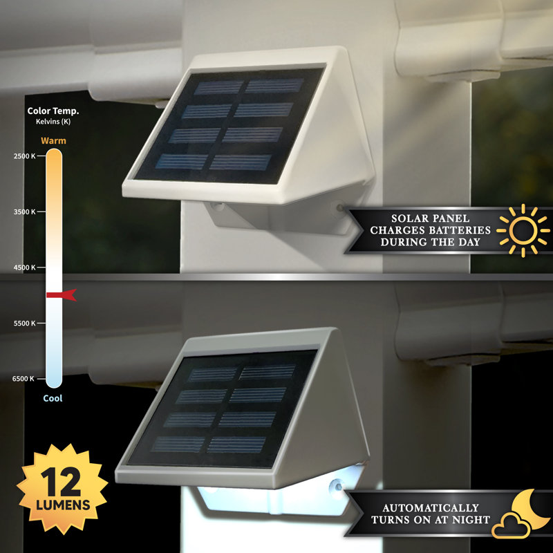 Solar Powered  Integrated LED Deck Light, White