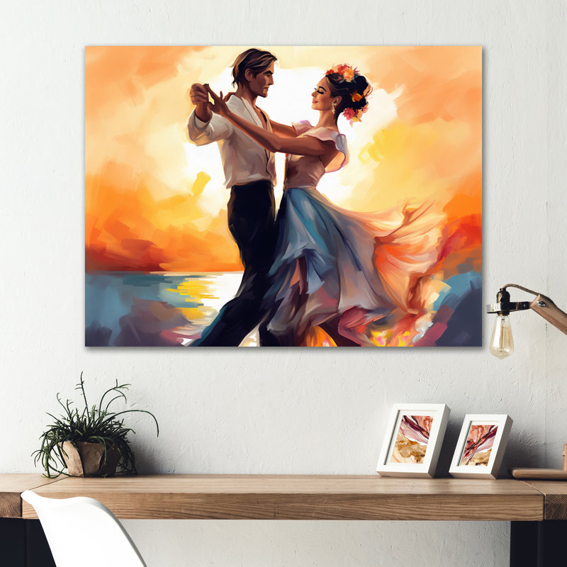 Couple coloré boléro dansant IV - décoration murale romantique en métal, H 12 po x l 20 po x P 1 po