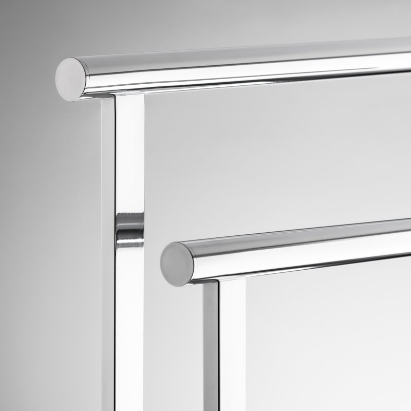 Porte-serviettes autoportant en métal à miroir 32 po avec barres à deux niveaux Grep