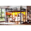 Lit mezzanine double en métal avec bureau, rangement, ports USB et lumières, conception peu encombrante pour les chambres modernes