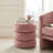 Modern Round Velvet Side Table,Upholstered Nightstand-387178448
