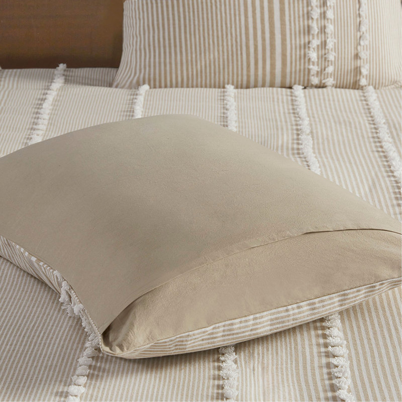 Ensemble de housse de couette en fil de coton 3 pièces, Full Duvet Cover + 2 Pillow Shams