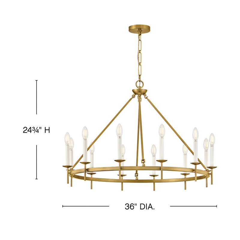 Hinkley Copley Chandelier, Lacquered Brass