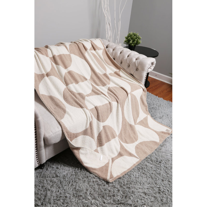Jeté de luxe à motif de cercles superposés - Beige