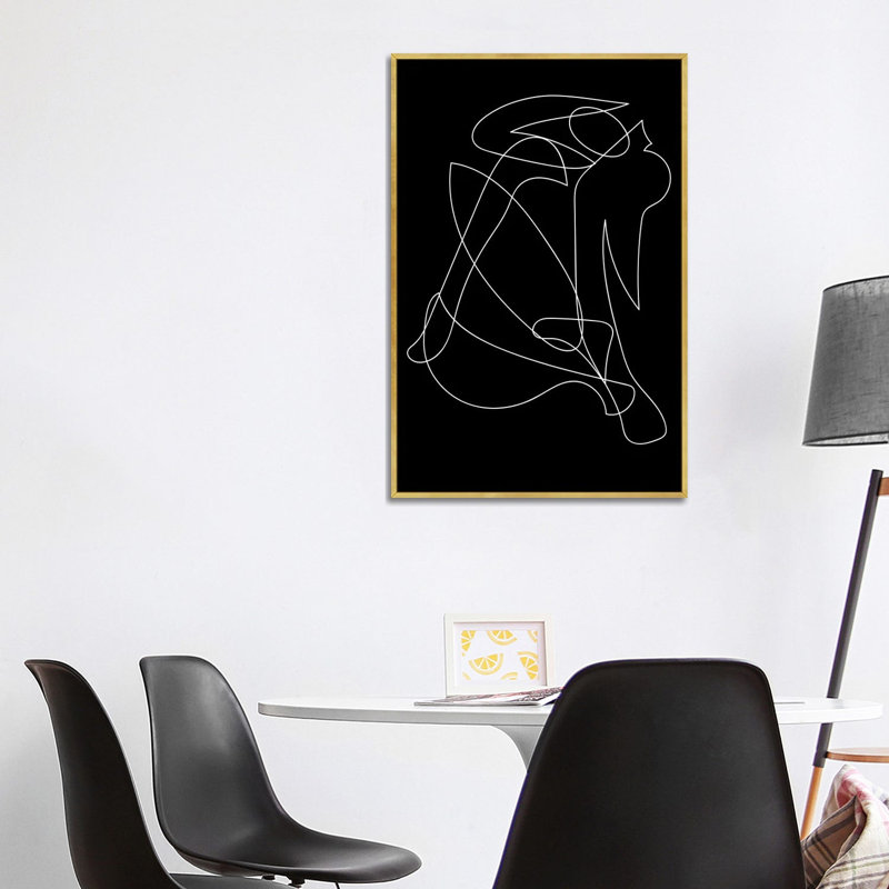 Silhouette déconstruite par Mambo art studio-impression, Pas de tapis, H 40 po x l 26 po x P 1,5 po, Toile encadrée d'or