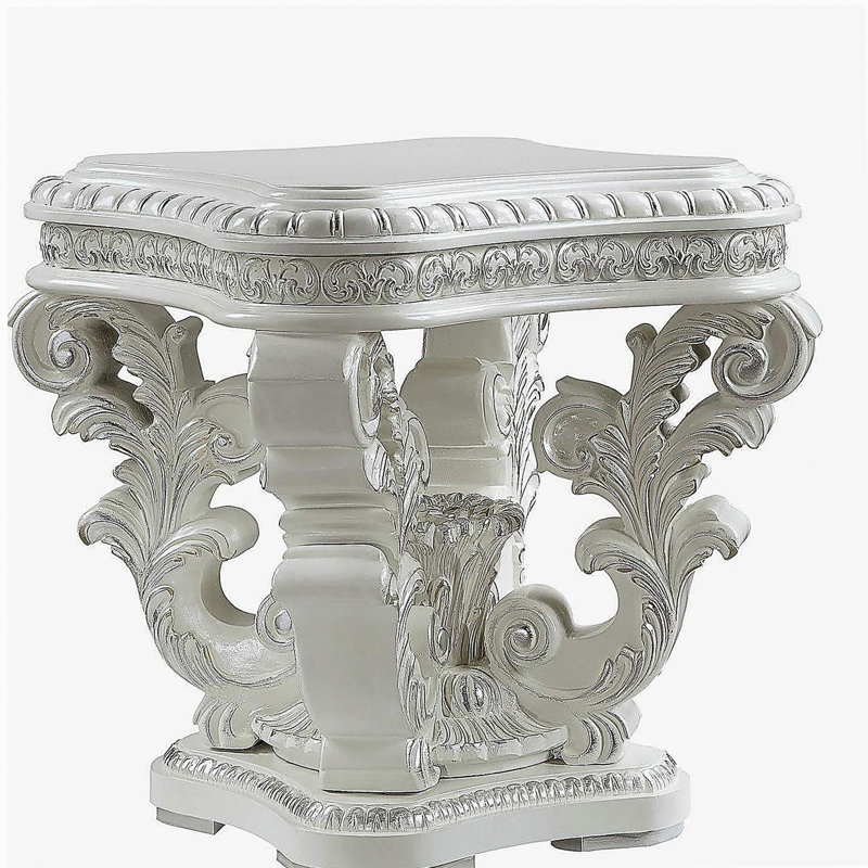 Table de bout carrée blanche antique