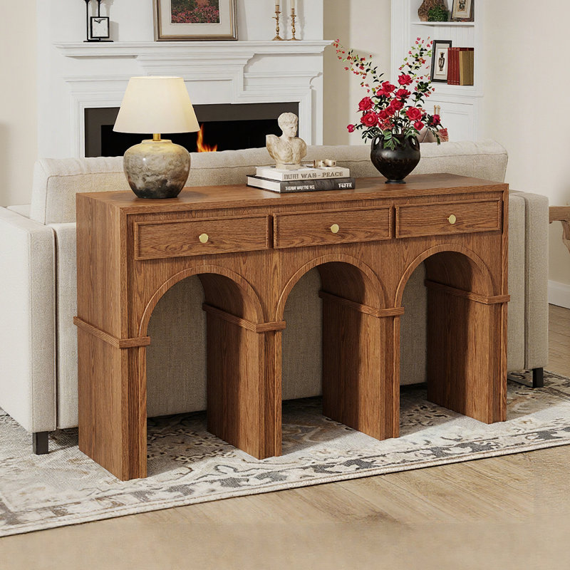 60" Solid Wood Console Table with Drawers
