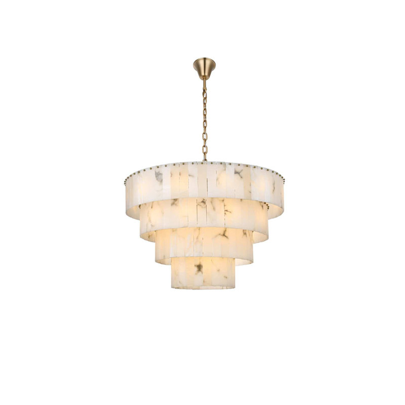 Lustre en albâtre de 40 pouces Intisar, Or satiné