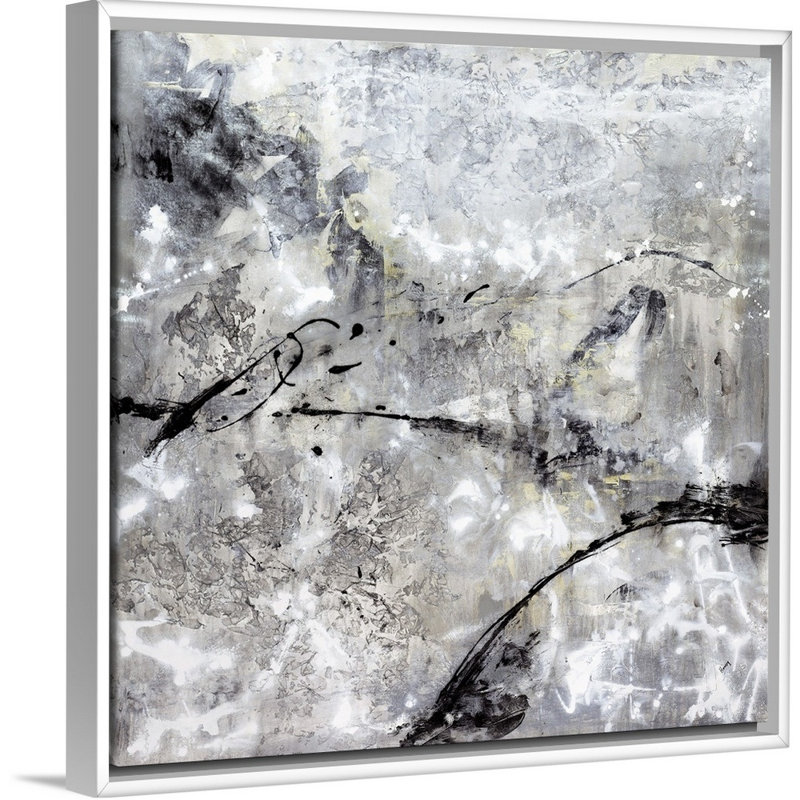 « granite landscape », peinture sur toile, Cadre flottant blanc, H 17,7 po x l 17,7 po x P 1,75 po