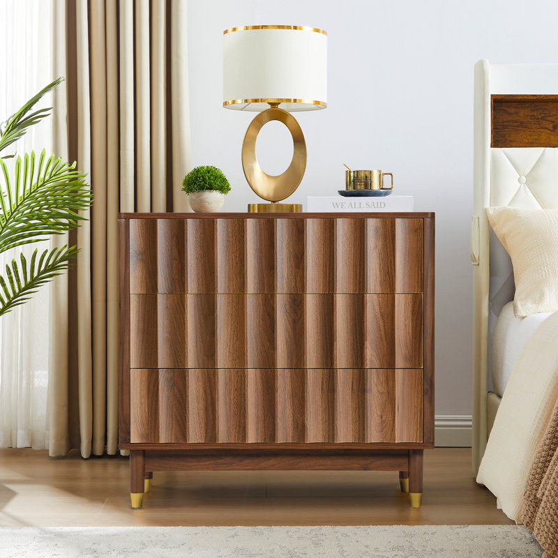 Commode 3 tiroirs, 3 Drawer, Brun