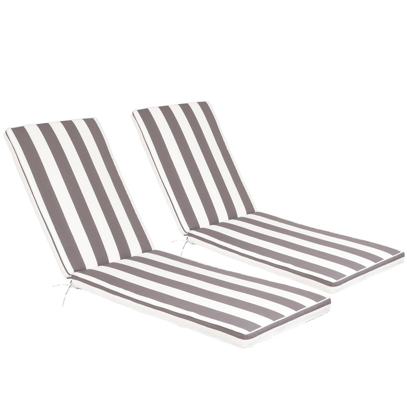 Ensemble de 2 chaises longues pour l'extérieur, Gris antique / rayures blanches