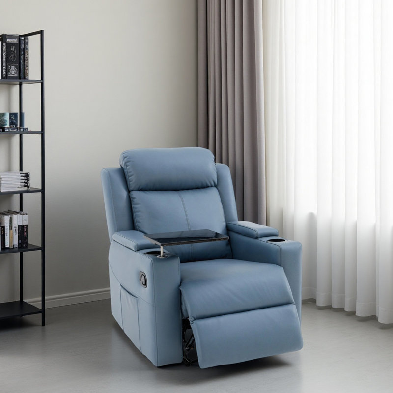 Fabric Vip Home Theater Seating Seats With Cup Holder, Game Movie Theater Chairs Theater Recliner Chair, Side Pocket, Tray Table, Manual Recline