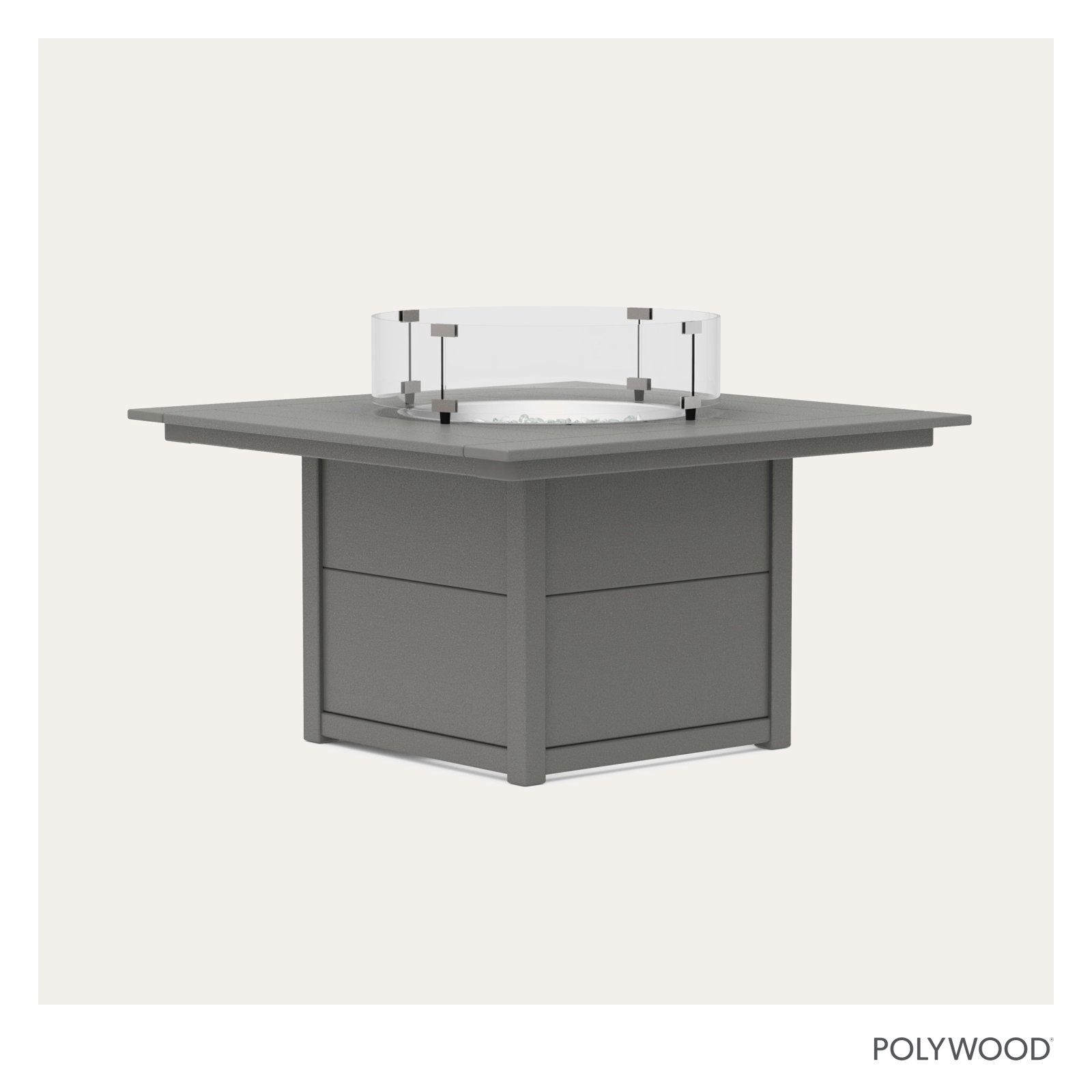 POLYWOOD® Square 42" Fire Pit Table, Slate Gray