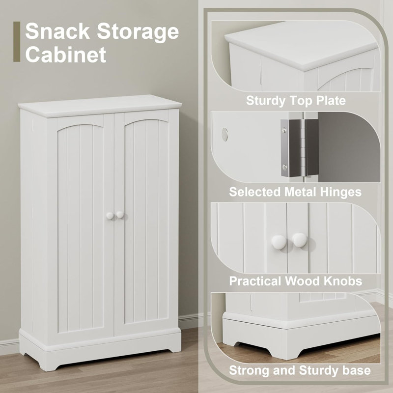 Armoire de rangement Pantry de 41 po avec portes et tablettes réglables pour la cuisine, la salle à manger et le salon, blanc