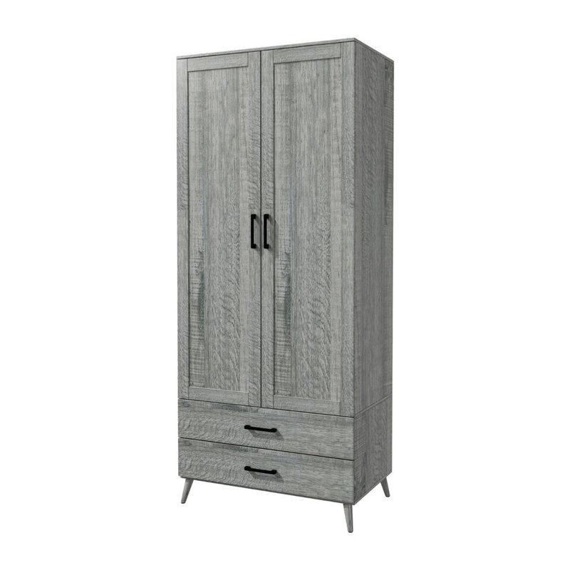 Bosse Solid Wood Wardrobe, Ash Grey