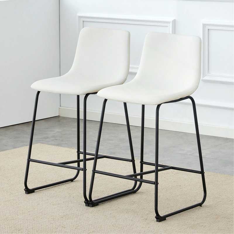 Set Of 2 Modern Minimalist Style Bar Stools - Black, Suitable For Kitchen, Bar, And Modern Home Design, With Product Dimensions Of 17.7*14.5*37 Inches.