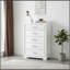 Commode haute contemporaine à finition blanche perle avec tiroirs de rangement
