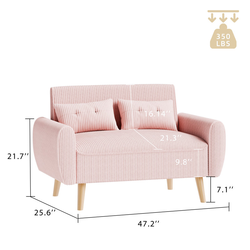 Arlander Upholstered 47.24'' Loveseat, Pink