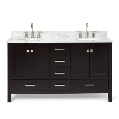 Flynt 61'' Double Bathroom Vanity with Carrara Marble Top