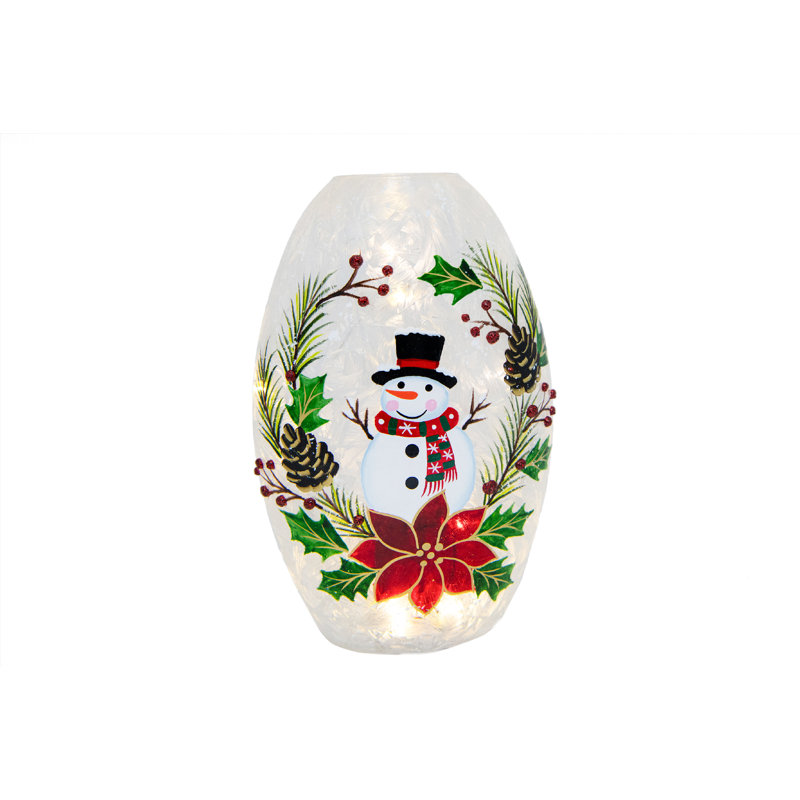 Bonhomme de neige en verre givré à DEL