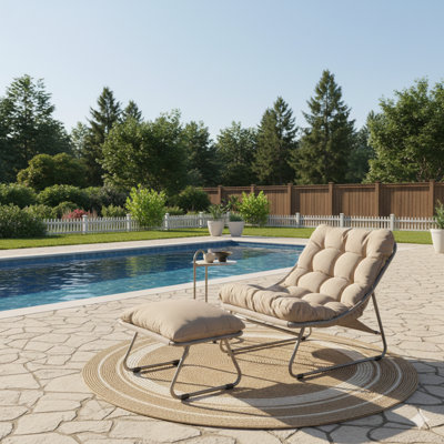 Outdoor Garden Chair With Side Table And Footstool