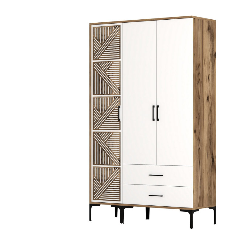 Berend 3 Door Manufactured Wood Wardrobe, Walnut/White