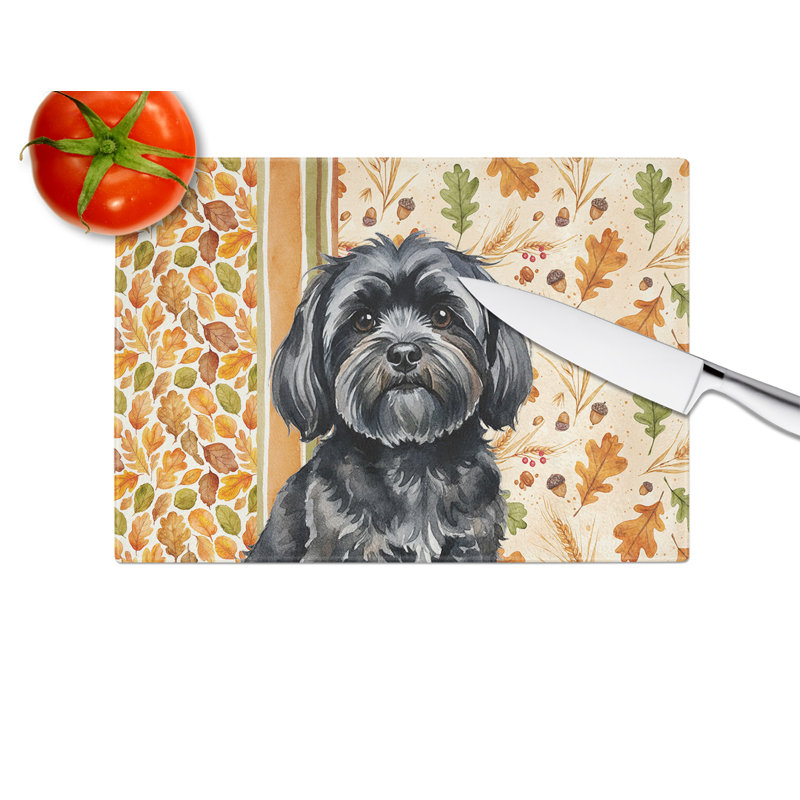 Planche à découper en verre noir Lhasa Apso Heirloom