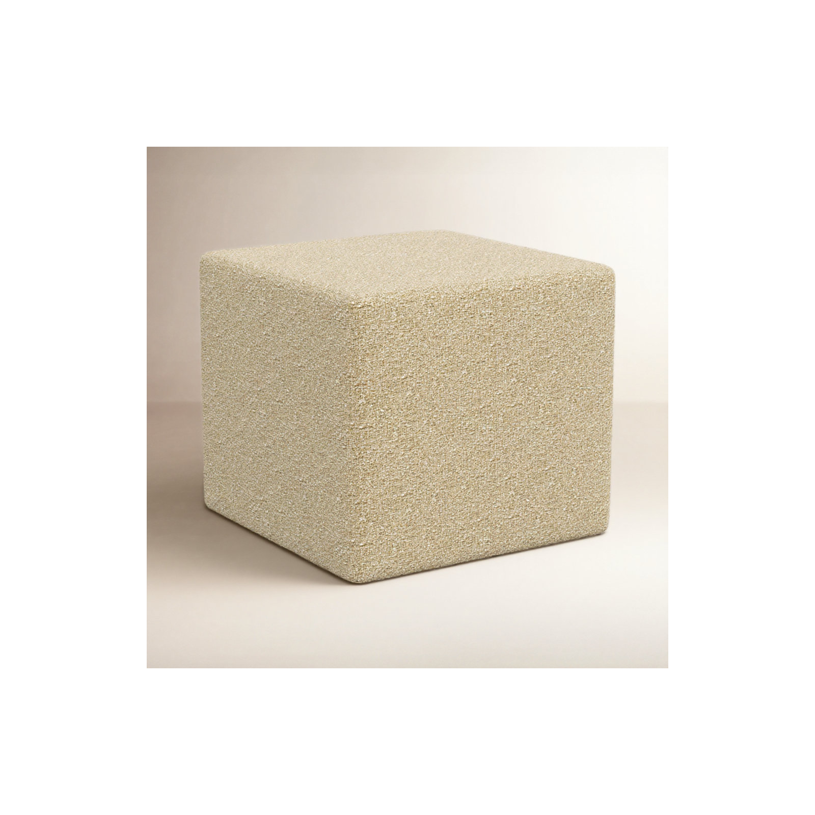 Bence Upholstered Ottoman, Classic Buff Boucle