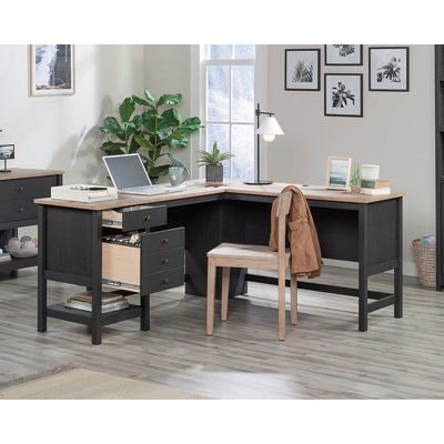 Bureau en L avec tiroirs en chêne Raven