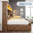 Bookcase Bed with LED Light and Underbed Drawers, Storage Headboard Platform Bed for Teens-1422335684