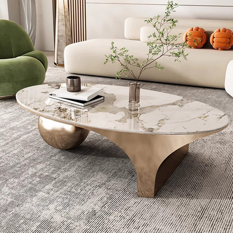 Table basse en acier inoxydable de style italien, Doré