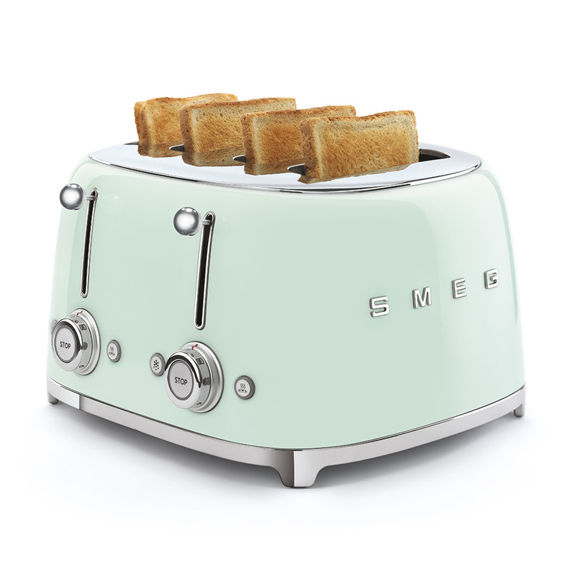 SMEG 50's Retro Style 4x4 Slice Toaster, Pastel Green