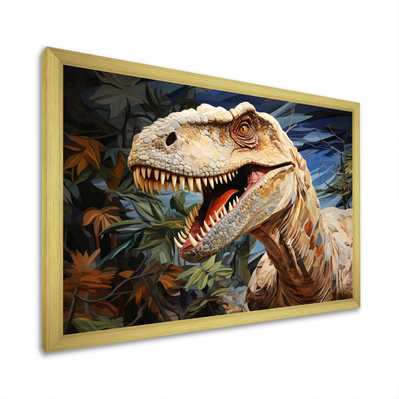 «Dinosaur Prehistoric Legacy Pastoral I», reproduction sur toile, H 16 po x l 32 po x P 1 po, Encadrement doré