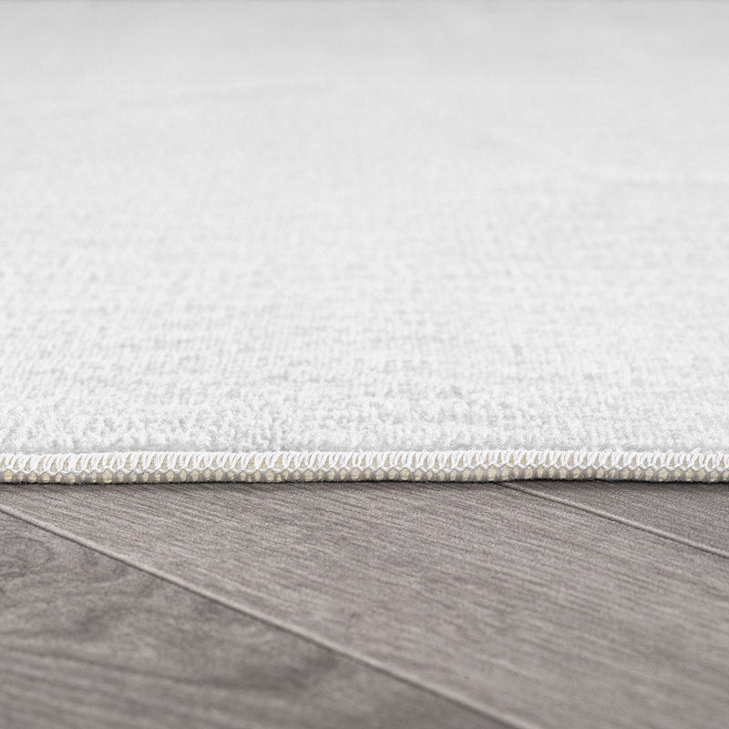 Tapis d'intérieur uni chiné crème ivoire, lavable à la machine et antidérapant, Crème, 7 pi 10 po x 10 pi