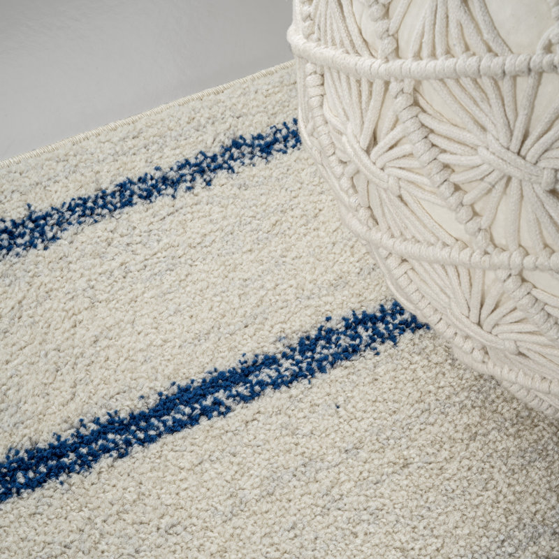 Tapis crème / bleu marine Blaxlands, Rectangulaire 3 pi x 5 pi