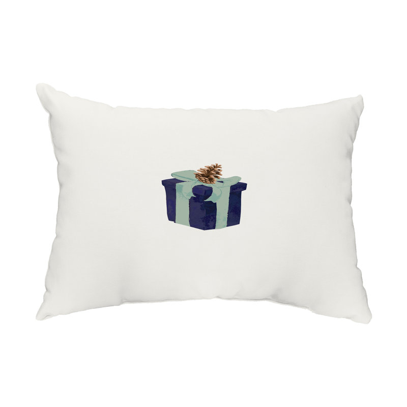 Gift Wrapped Outdoor Rectangular Pillow Cover and Insert, Blue