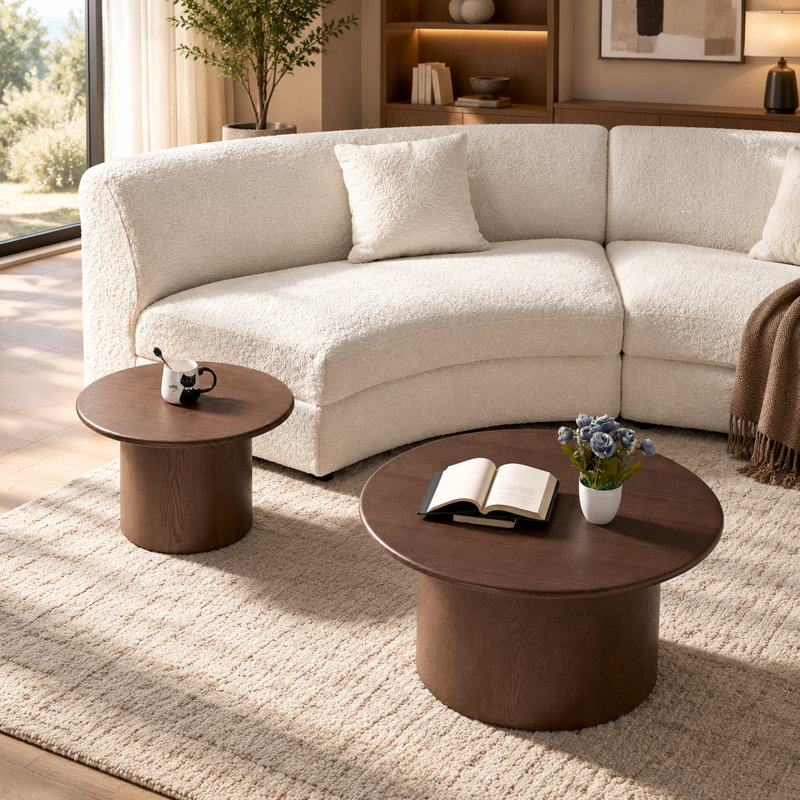 Ensemble de 2 tables basses gigognes rondes en MDF pour salon