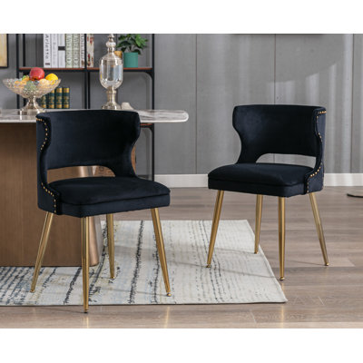 Khanya Velvet Upholstered Wing Back Side Chair by Mercer41