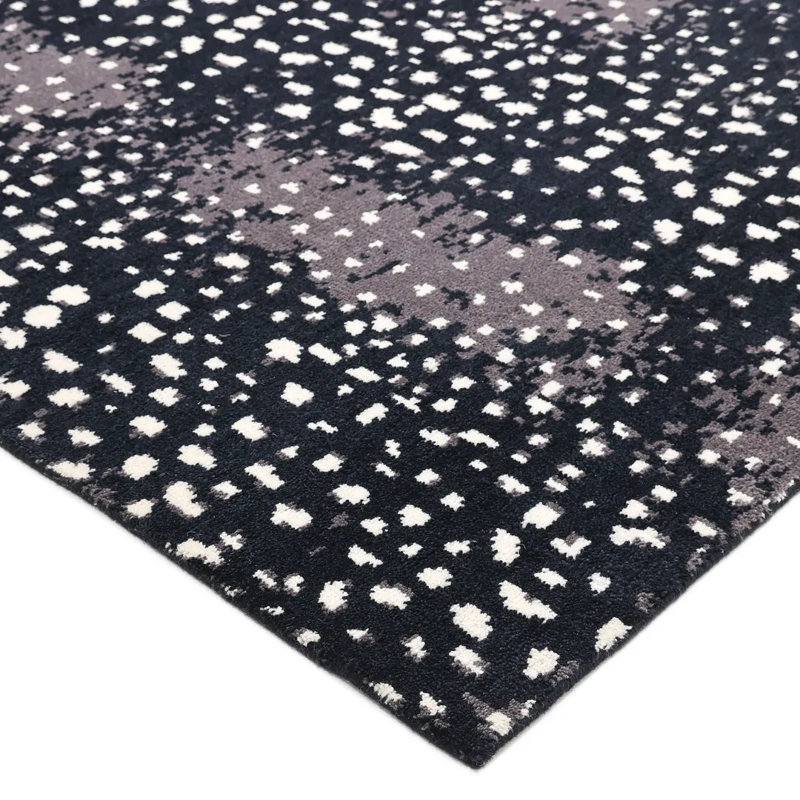 Louis Animal Print Hand-Knotted Wool/Cotton Ivory Area Rug, Black/White/Gray, Rectangle 8' x 10'