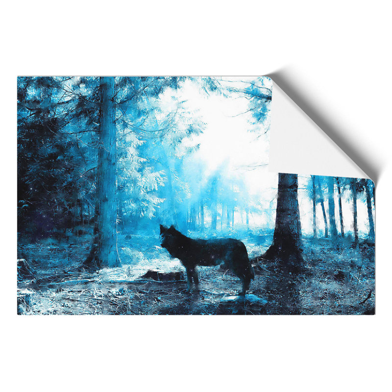 Wolf in the Blue Forest Painting - Frameless Print, 21cm H x 30cm W x 0.1cm D