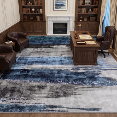 Tapis moderne et performant à poils courts, lavable à la machine, sans peluches, inodore et antidérapant, idéal pour le salon, la chambre et la salle à manger.