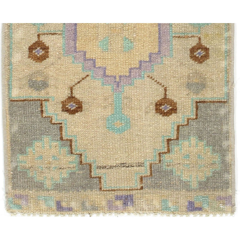 Tapis unique en laine brun clair 1 pi 3 po x 3 pi 5 po années 1940