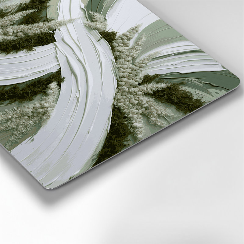 Art mural horizontal horizontal rayé en mousse blanc et métal, H 16 po x l 20 po