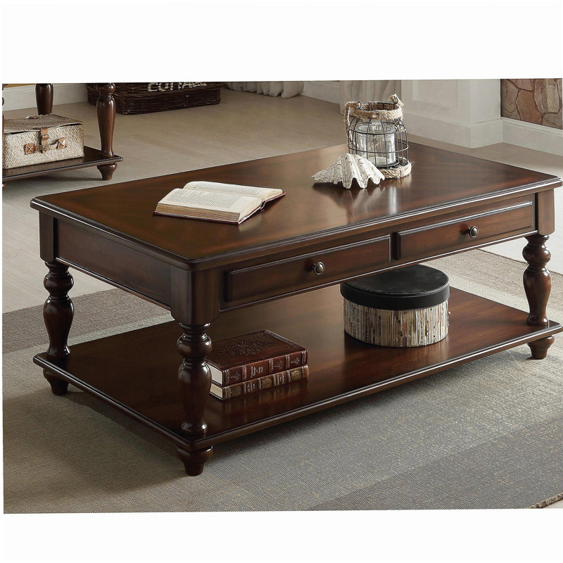 Table basse en noyer avec plateau relevable
