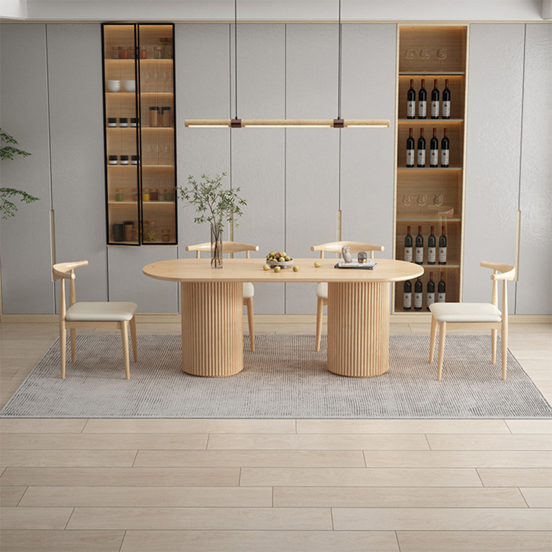 Table de salle à manger moderne et simple en bois massif, H 29,5 po x L 62,9 po x l 31,4 po