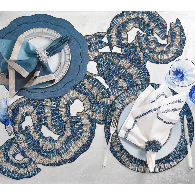 Jardin Napkin, White/Blue