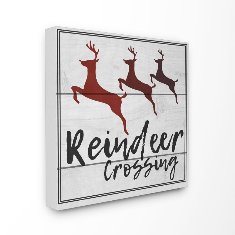 «Reindeer Crossing Sign», impression, Toile tendue, H 24 po x l 24 po