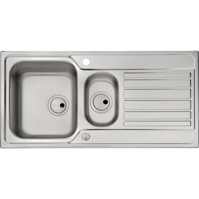 Abode Designs 500mm W Double Bowl Stainless Steel Drop-In Kitchen Sink with 2 Faucet Holes